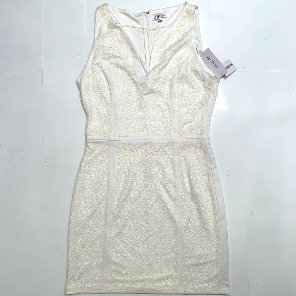 Just Fab Cream Paneled Dress